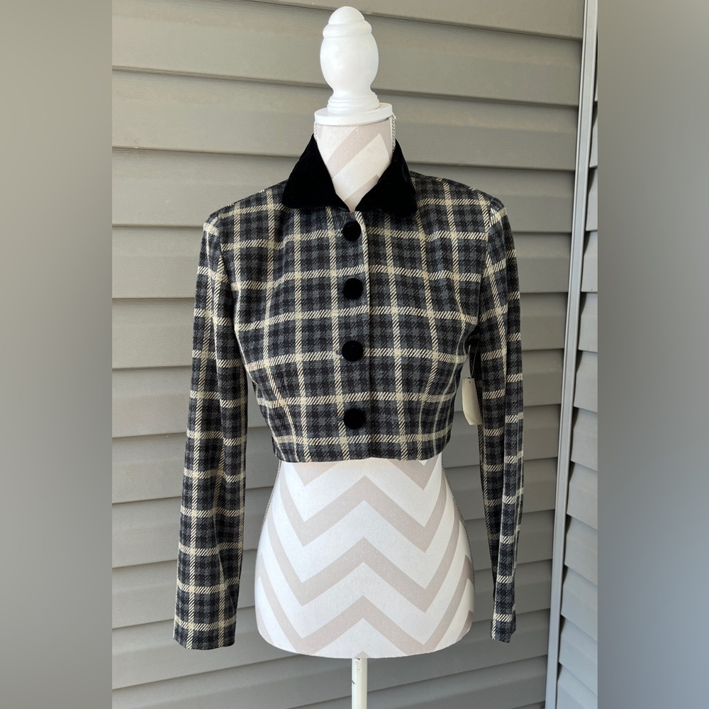 VTG-NWT Collectif check sherwood cropped jacket pinup viva rockabilly plaid S-M